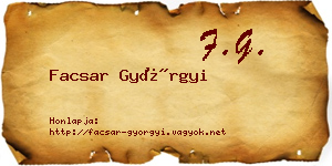 Facsar Györgyi névjegykártya
