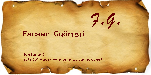 Facsar Györgyi névjegykártya